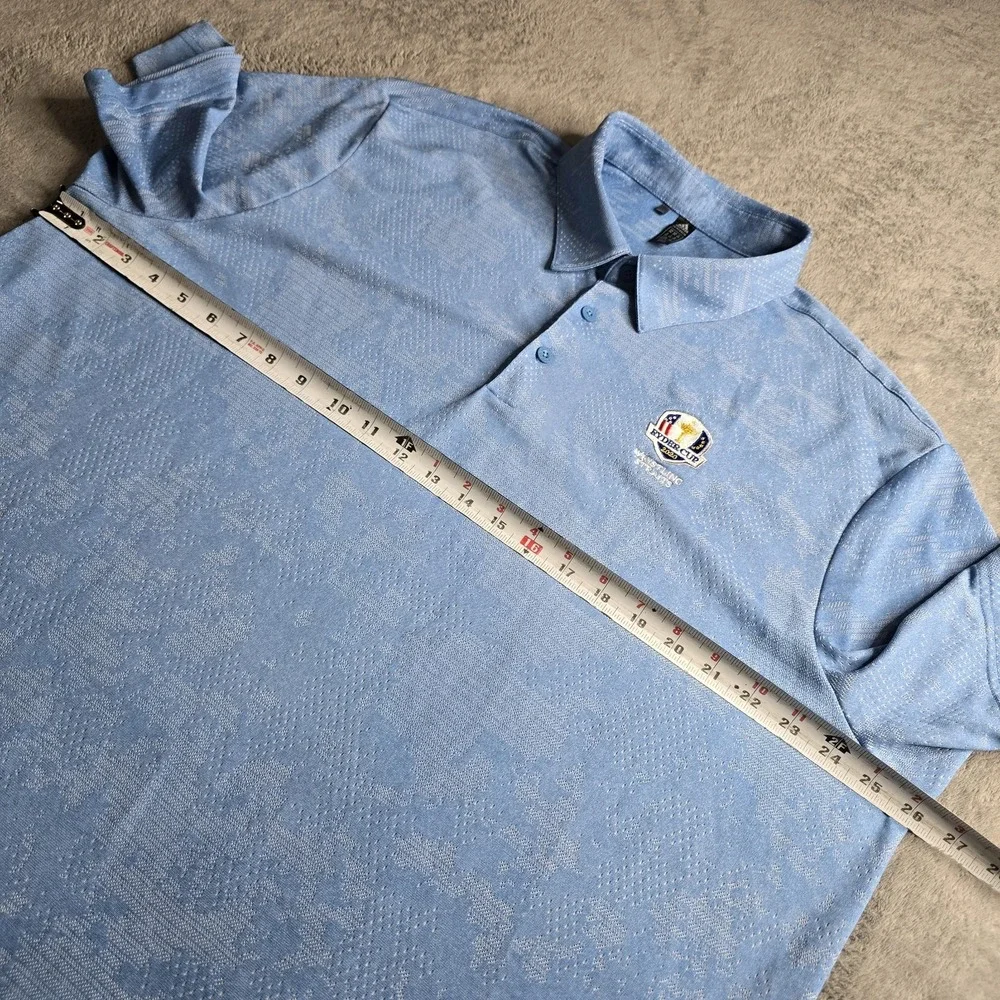 Adidas Camo Polo Shirt Mens 2XL Blue Jacquard Ryder Cup 2020 Whistling Straits